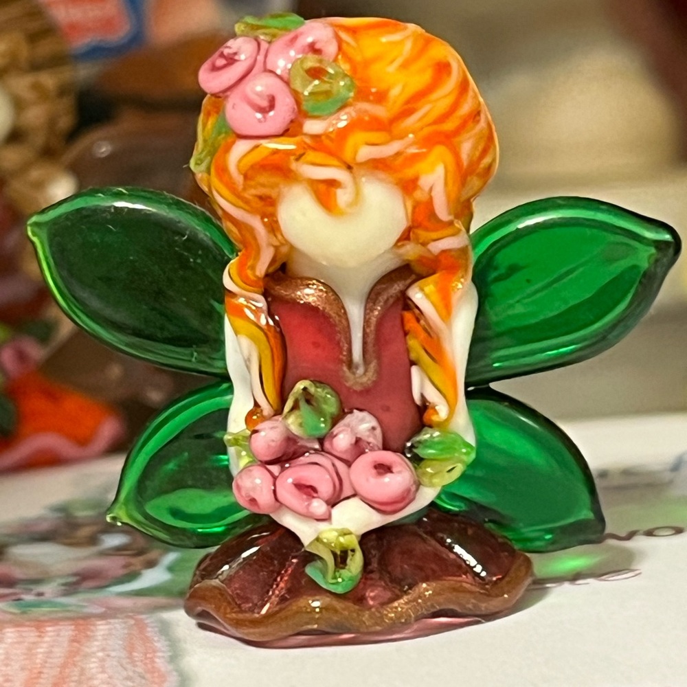 - Lampwork Bead Glass Red Fairy bead with Wings by Mavis Smith Small Wond…